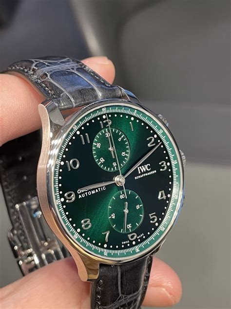 iwc portuguese green|iwc green dials.